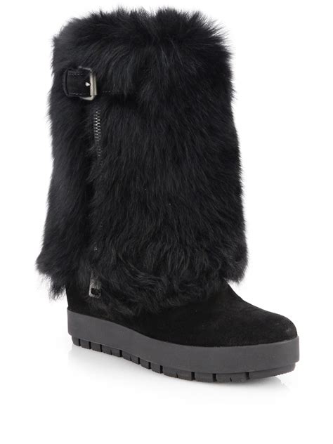 prada shearling fur boots|best shearling boots.